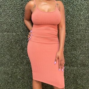 Thin strapped bodycon knee length dress